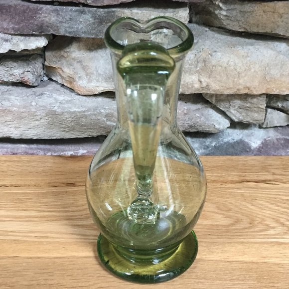 Hand Blown Glass Pitcher Vase Green - Picture 5 of 9